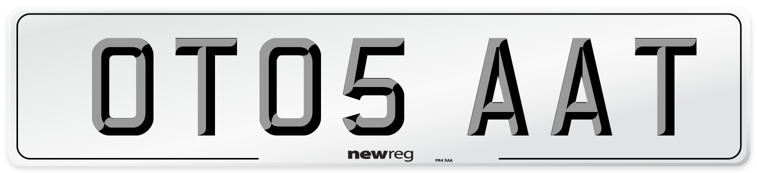 OT05 AAT Number Plate from New Reg